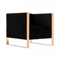 Manhattan Comfort AC055-BK Trillium Black and Rose Gold Velvet Accent Chair